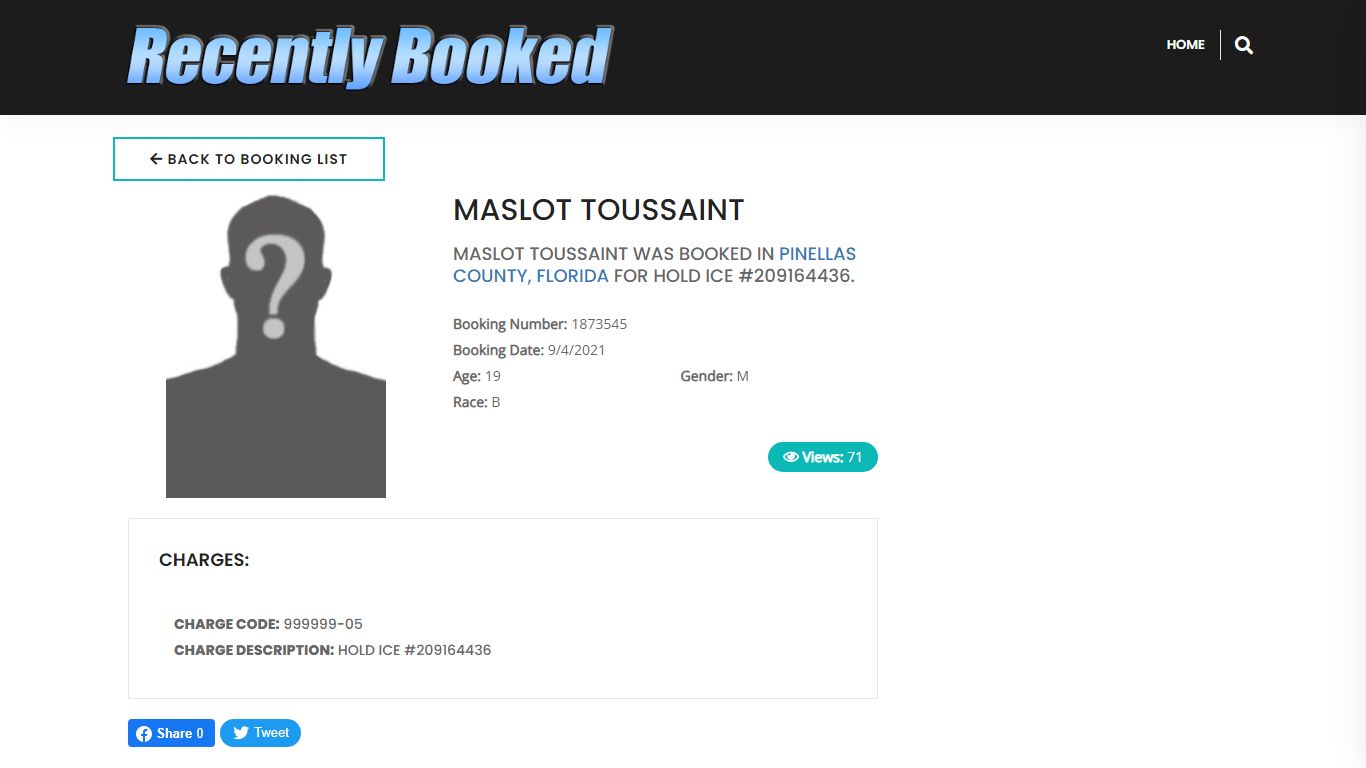 MASLOT TOUSSAINT - Recently Booked